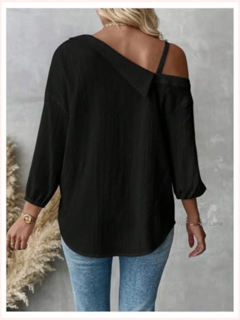 Off Shoulder Long Sleeve Button Down Linen Blouse Top - Picture 2 of 5